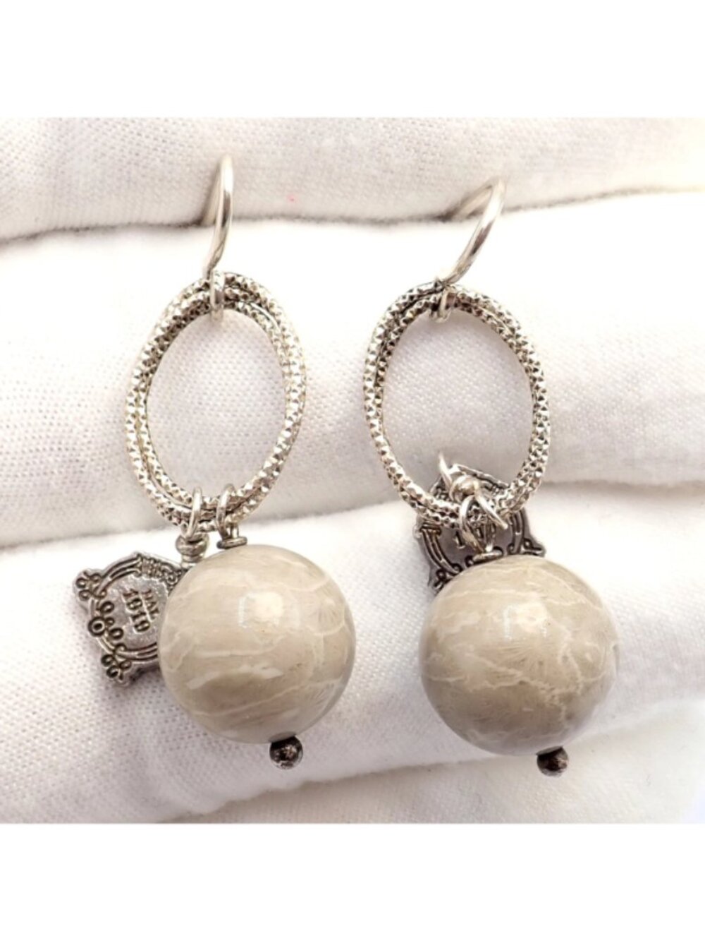 Rare! Mario Buccellati Free Time Silver Oval River Stone Earrings - Picture 7 of 8
